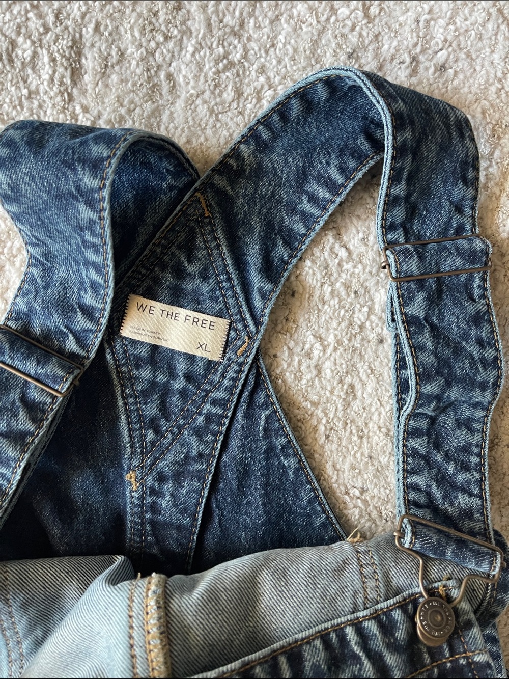 Free People Good Luck Barrel Denim Overalls Dark Wash Deep End - Picture 7 of 9